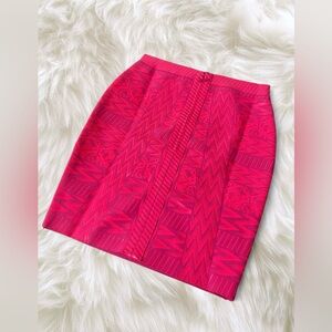 Fuchsia Pink Skirt with Geometric Print